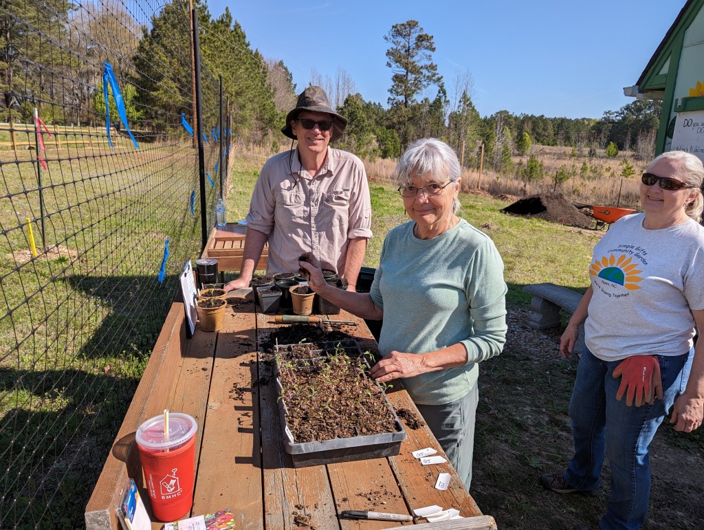 Transplants being potted