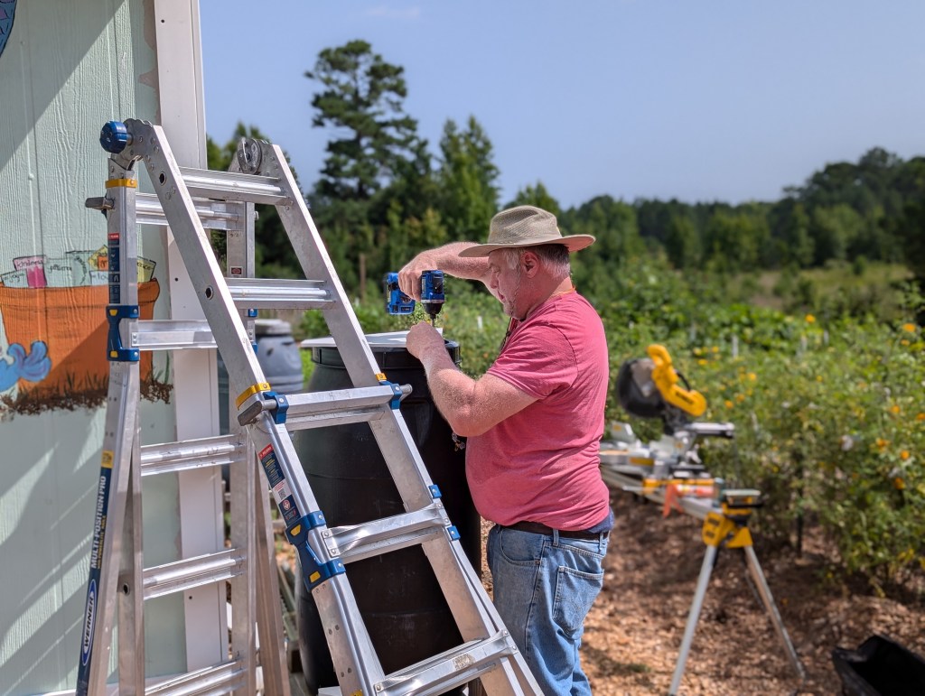 Bruce working on the shed