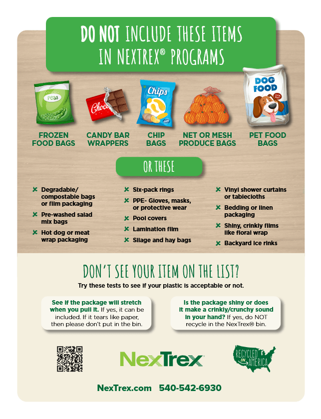 NexTrex poster - unacceptable items