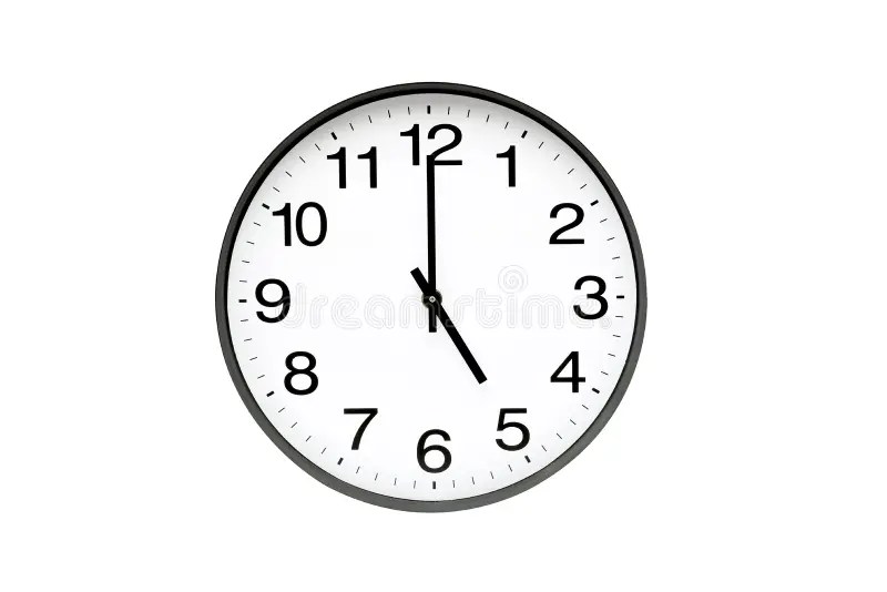 Clock indicating 5pm